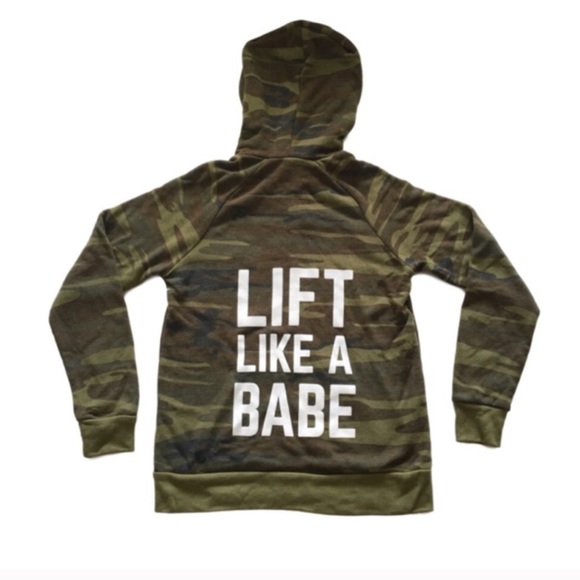 BARBELL BABES- lift like a babe camo hoodie - Picture 2 of 4